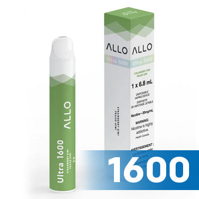 Allo Ultra 1600 Disposable E-cigarette in a strawberry kiwi flavour